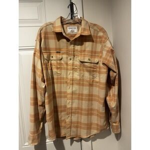 Poncho Peach Plaid Flannel Men's Regular Fit Magnetic Shirt M Savannah
